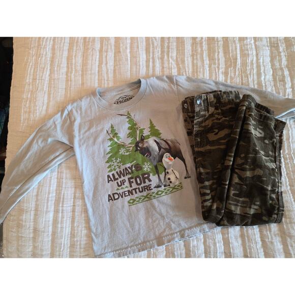 Disney Frozen Shirt & Baby Route 66 Pants Outfit – Size 5/6 & 5T - Picture 1 of 6